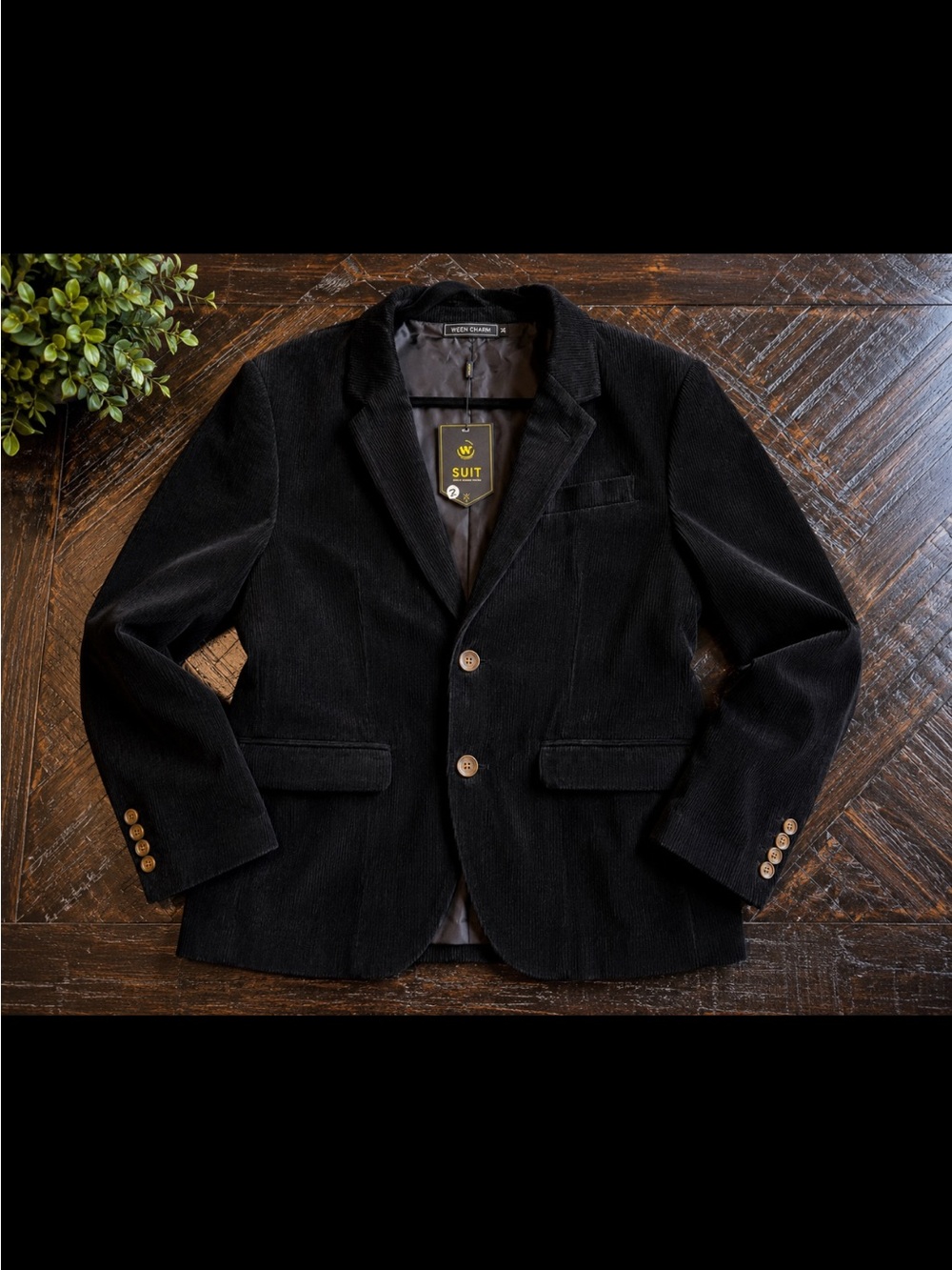 Men's Black Corduroy Blazer - Classic Tailored Jacket